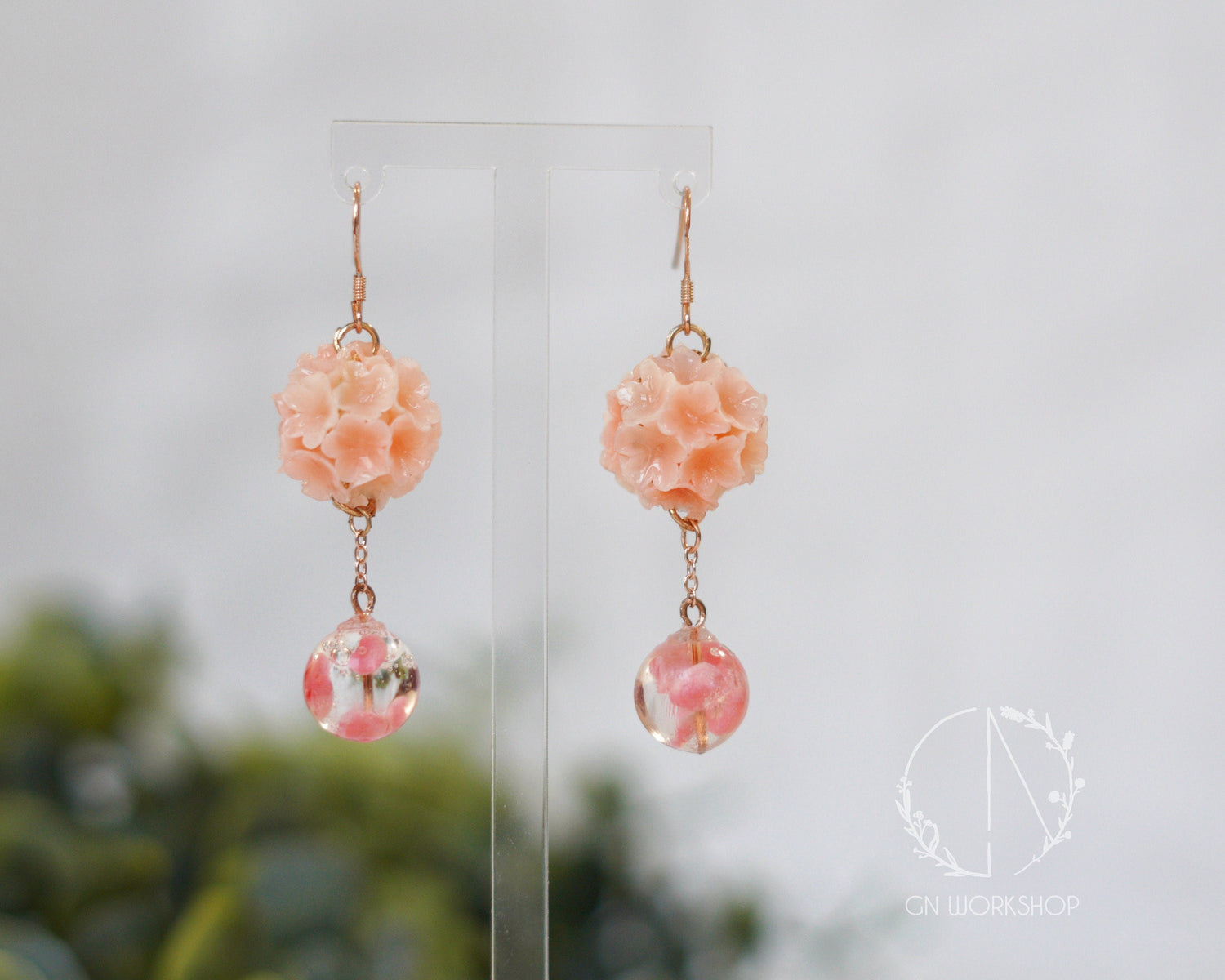 Sakura Crystal Sphere Dangle Earrings